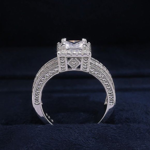 NEW 925 Sterling Silver Princess Cut Diamond Ring - Picture 4 of 7